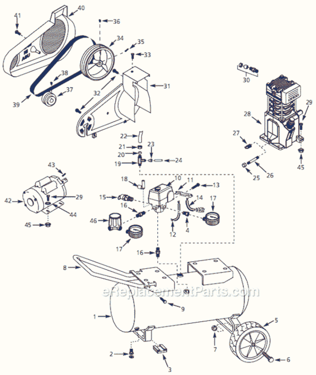 Page A Diagram and Parts List for VS500602 2005 Campbell Hausfeld Compressor